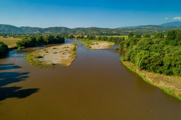 Aerial View River Axios Area Axioupolis Kilkis Northern Greece — Stock Photo, Image