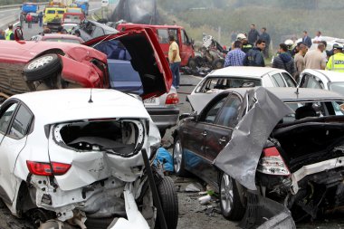  large truck crashed into a number of cars and 4 people were kil clipart