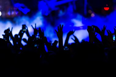 Bir müzik sırasında dokunmatik akıllı telefon ile fotoğraf çekmeye kişi 