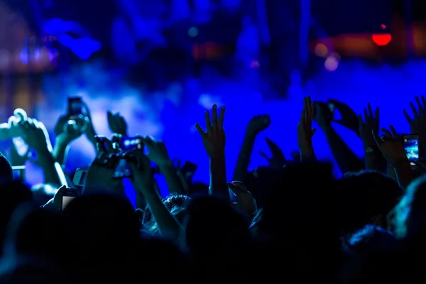 Lidé fotografování s dotykovou smartphone během hudební — Stock fotografie