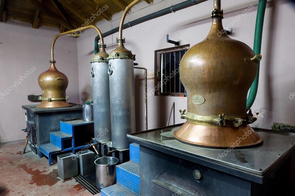 During traditional distillation of alcohol and production of hom