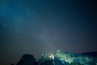 Starry sky seen from Meteora, Greece clipart