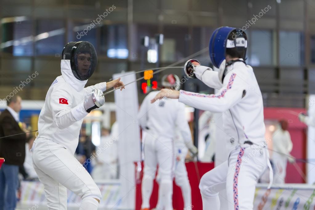 Young athletes competing during the World Youth Fencing Champion