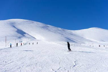 Kayakçı Ski Resort Falakro, Yunanistan, havadan görünümü.