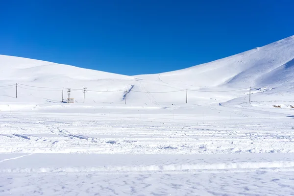 Aerial View of snowed mountain Falakro, in Greece. — Stock Photo, Image