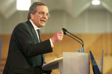  Başbakan Antonis Samaras Thessaloniki onun vermek için ziyaret 