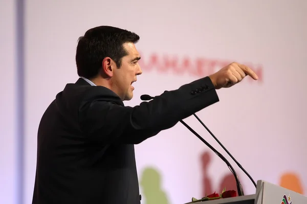 Лідер Alexis Ципрас коаліція радикальних лівих (Syri — стокове фото