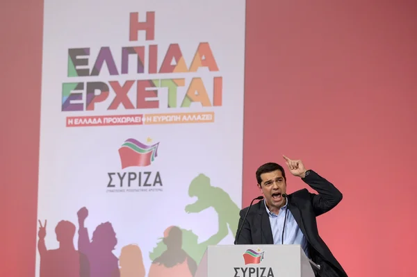Alexis Tsipras leader of the Coalition of the Radical Left (SYRI — Stock Photo, Image