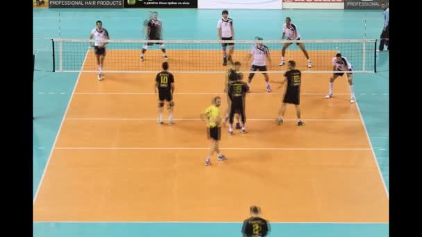 (Timelapse View) General view of a volleyball game Paok vs Aris for the Greek Volley League — Stock Video