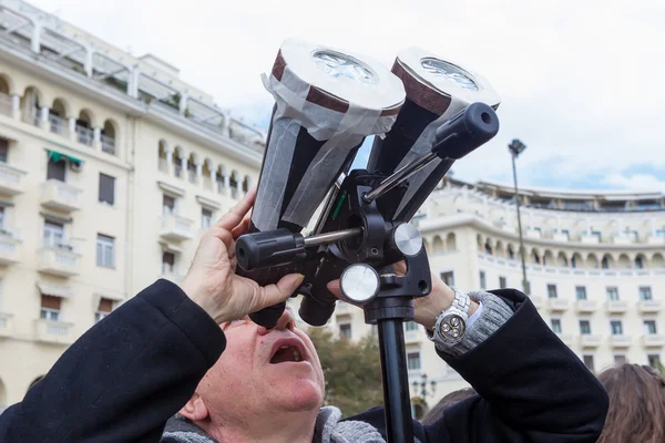 PARTIAL SOLAR ECLIPSE OVER GREECE — Stock Photo, Image