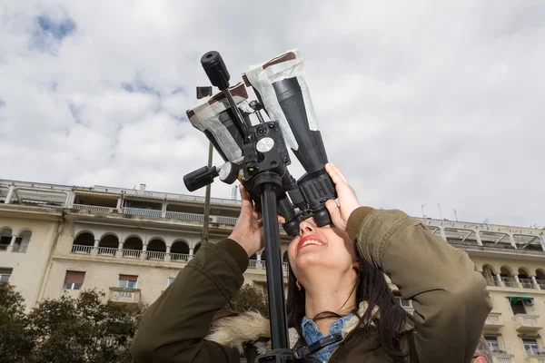 PARTIAL SOLAR ECLIPSE OVER GREECE — Stock Photo, Image