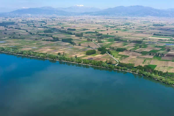 Vista aérea do lago artificial Kerkini no norte da Grécia — Fotografia de Stock