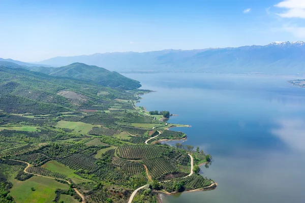 Vista aérea do lago artificial Kerkini no norte da Grécia — Fotografia de Stock