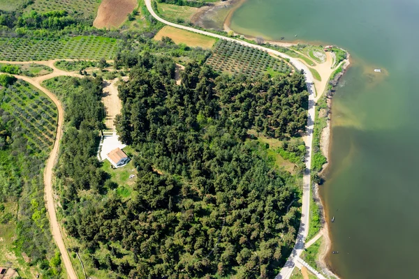 Vista aérea do lago artificial Kerkini no norte da Grécia — Fotografia de Stock