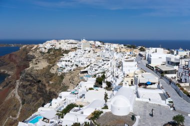 Santorini Island, Yunanistan Oia havadan görünümü