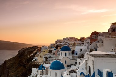 Santorini Adası Yunanistan Oia Köyü'nde Günbatımı