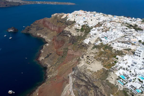 Aerial view of Oia in Santorini island, Greece — Stock Photo, Image