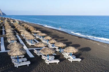Santorini'de Perissa Plajı 