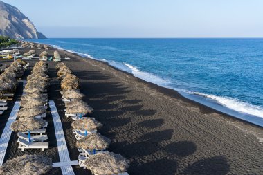 Santorini'de Perissa Plajı 