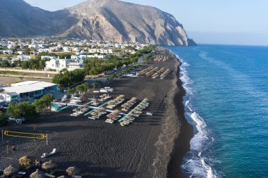 Santorini'de Perissa Plajı 