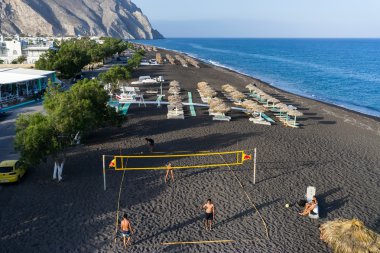 Perissa Beach Santorini'de Üstten Görünüm