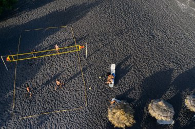 Perissa Beach Santorini'de Üstten Görünüm