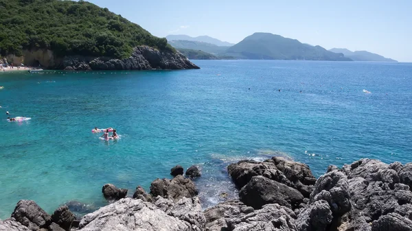 Vista aérea da praia em Chalkidiki, Grécia. Fundo de verão — Fotografia de Stock