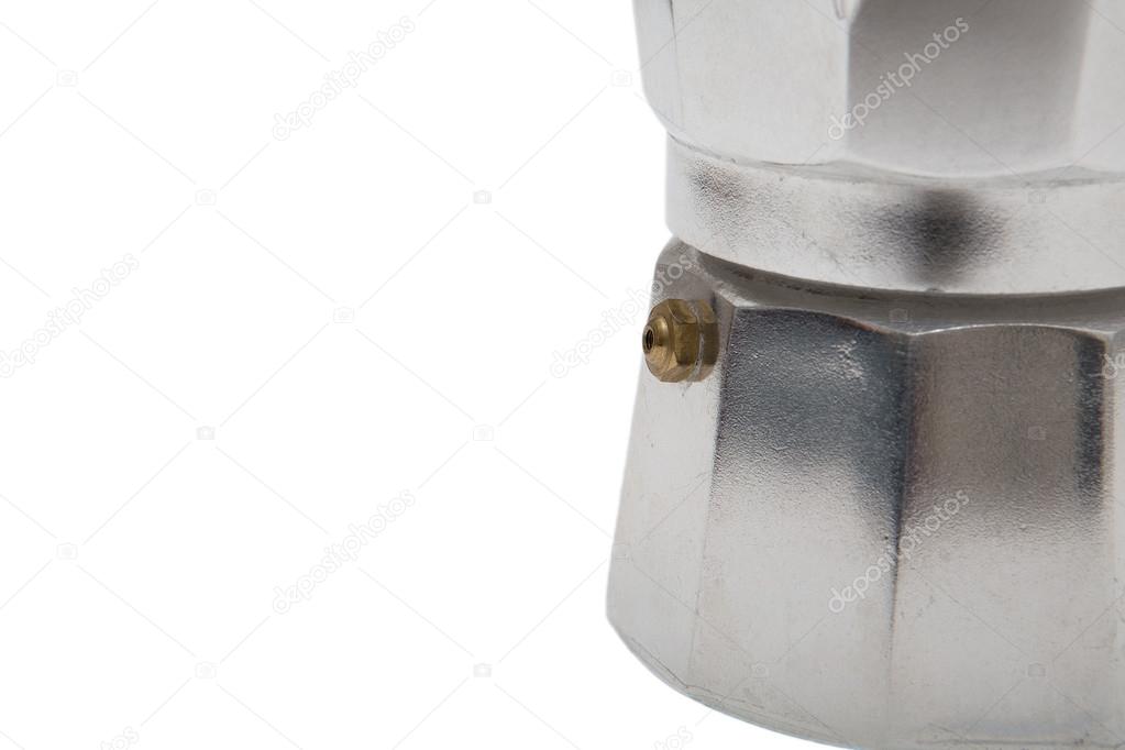 Italian coffee maker isolated on white background.