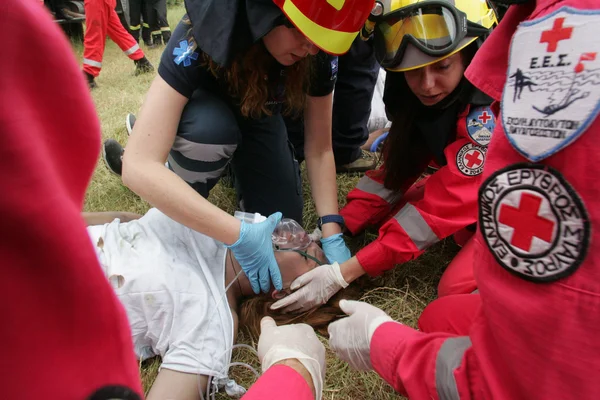 :Europaweite Übung der Feuerwehr — Stockfoto