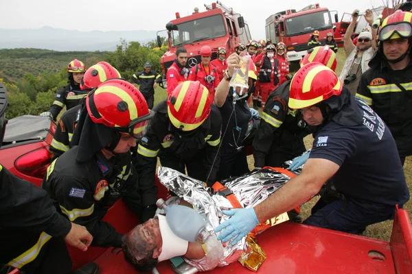 :Pan-European exercise of the Fire Brigade — Stock Photo, Image