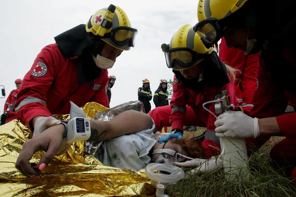 :Pan-European exercise of the Fire Brigade — Stock Photo, Image