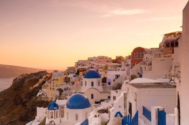 Santorini Adası Yunanistan Oia Köyü'nde Günbatımı