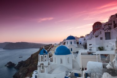 Santorini Adası Yunanistan Oia Köyü'nde Günbatımı