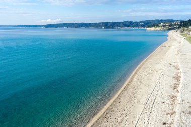 Aigeopelagitika Beach Halkidikya, Yunanistan için havadan görünümü