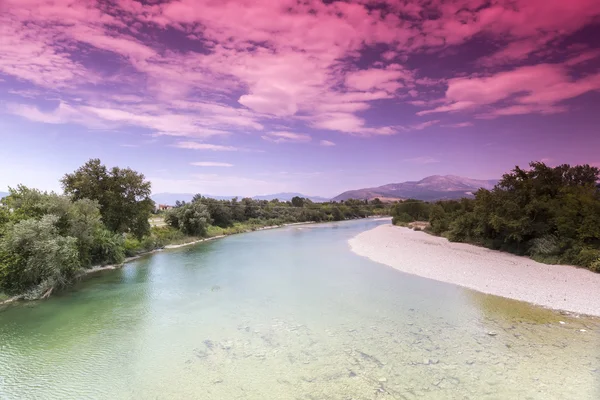 Pohled Arachthos řeka Arta město, Řecko Epirus — Stock fotografie