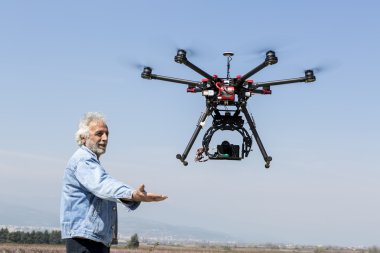 Robot adam saatler ile DJI indeks işlem S900 uçuş takılı bir sony ile A7 Düzenle