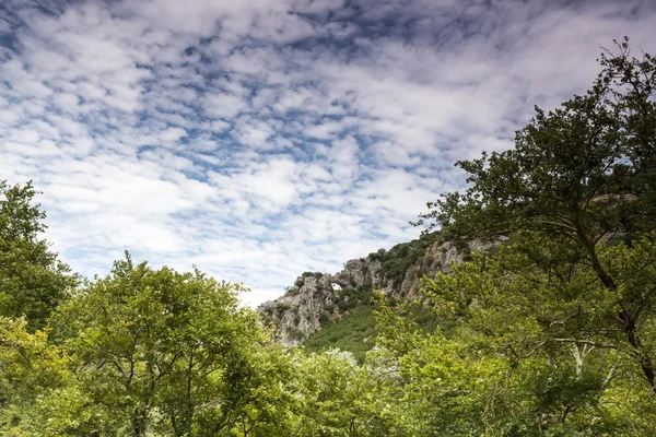 Vista da bela montanha com nuvens na Grécia — Fotografia de Stock