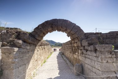 The entrance in ancient Olympia Stadium, Peloponnes, Greece clipart