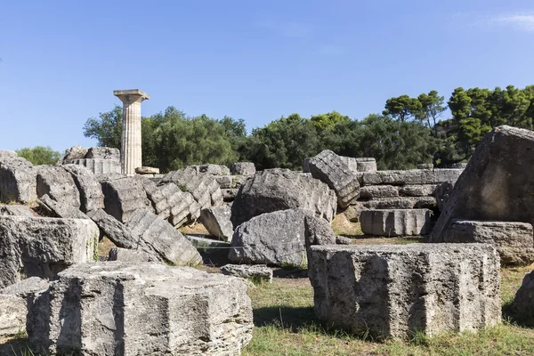 Ruines antiques du temple Zeus, Olympia site archéologique Pel — Photo