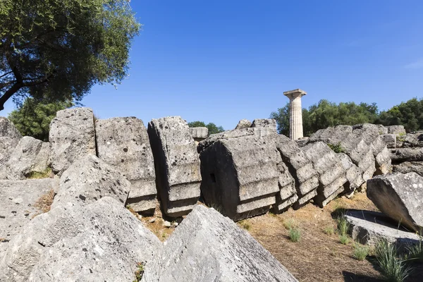 Ruines antiques du temple Zeus, Olympia site archéologique Pel — Photo