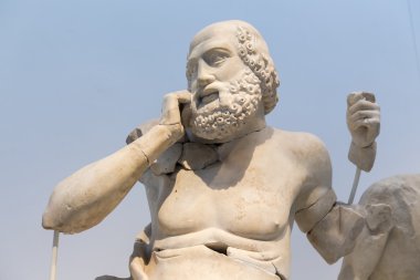 Ancient ruins of the Philippeion at Olympia, Greece. Detail of a