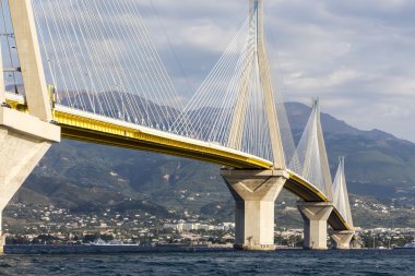 Asma köprü Yunanistan Korint Körfezi boğaz, geçiş. W olduğunu
