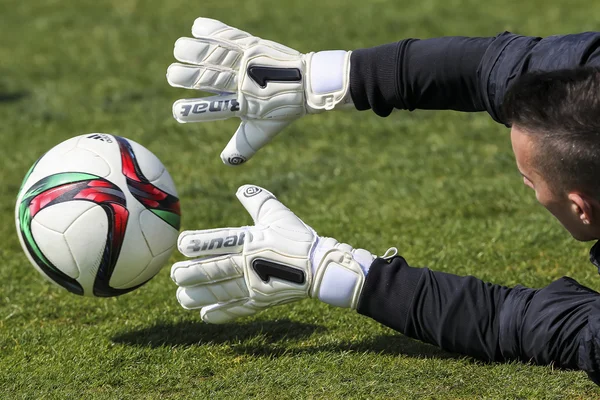 Goal Keeper of Paok with the ball in his hands during the team — Stok fotoğraf