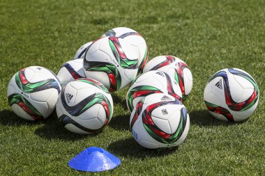 Balls stacked during the training prior to the Greek Superleague
