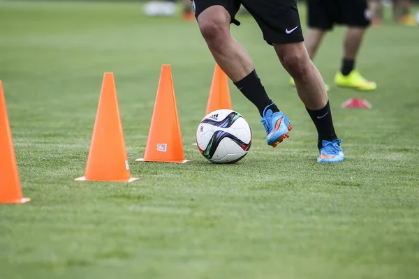 Pelaajat Paok koulutusta parempaan kuntoon, Thessalonikissa, Gree — kuvapankkivalokuva