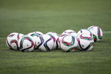 Balls stacked during the training prior to the Greek Superleague