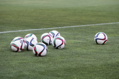 Balls stacked during the training prior to the Greek Superleague