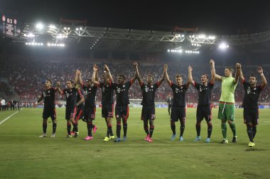 Players of Bayern Munchen celebrate their victory during the UEF