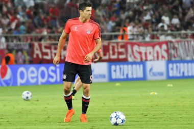 Robert Lewandowski before the beginning of the UEFA Champions Le