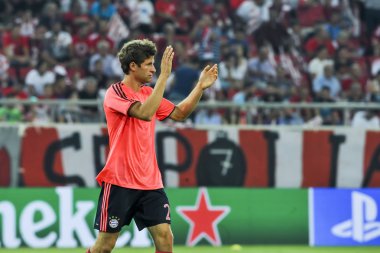 Thomas Muller before the beginning of the UEFA Champions League